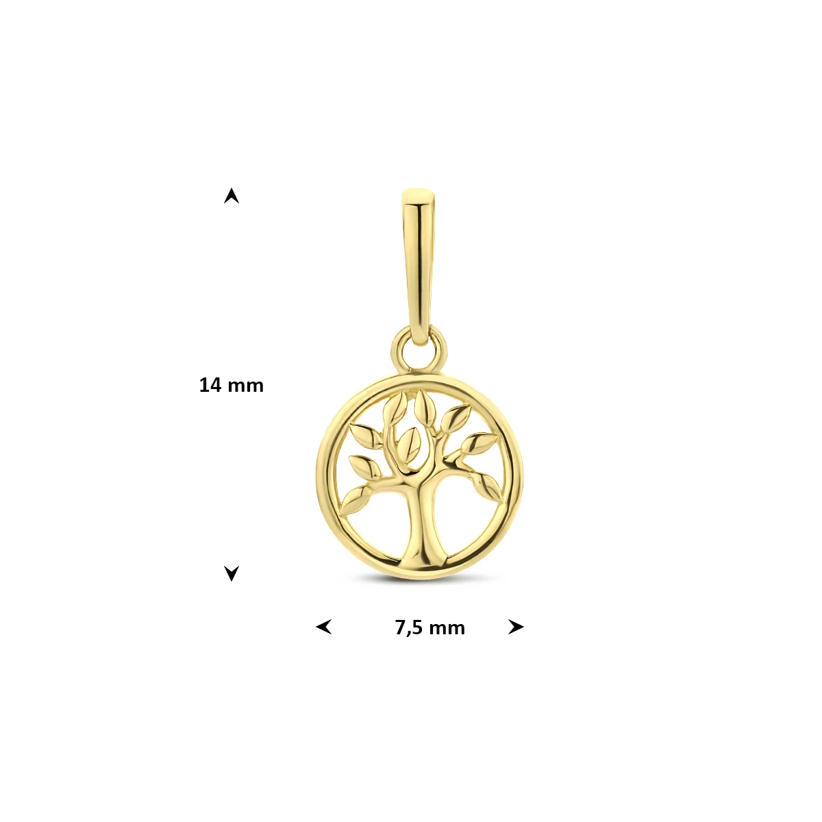 9k hanger levensboom 7,5 mm 9K geel