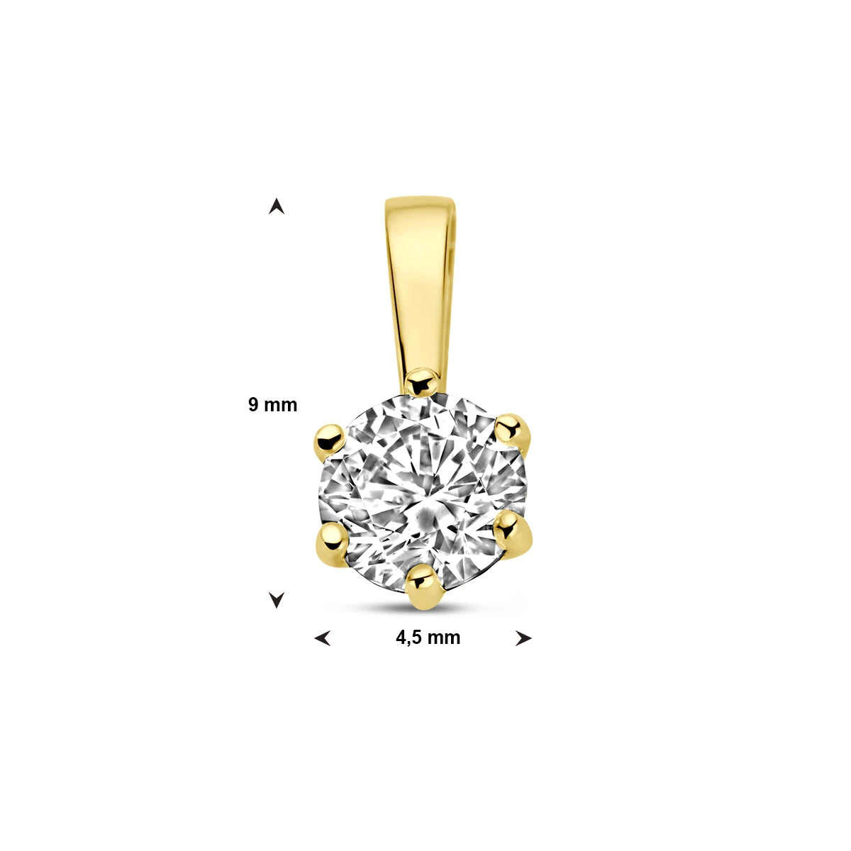 9k hanger zirkonia 9 mm 9K geel
