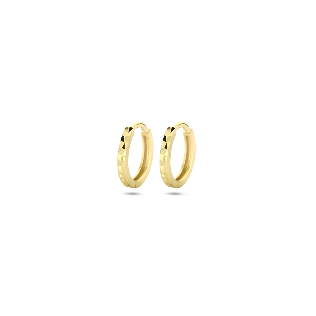 9k klapoorringen gediamanteerd 10,5 mm 9K geel