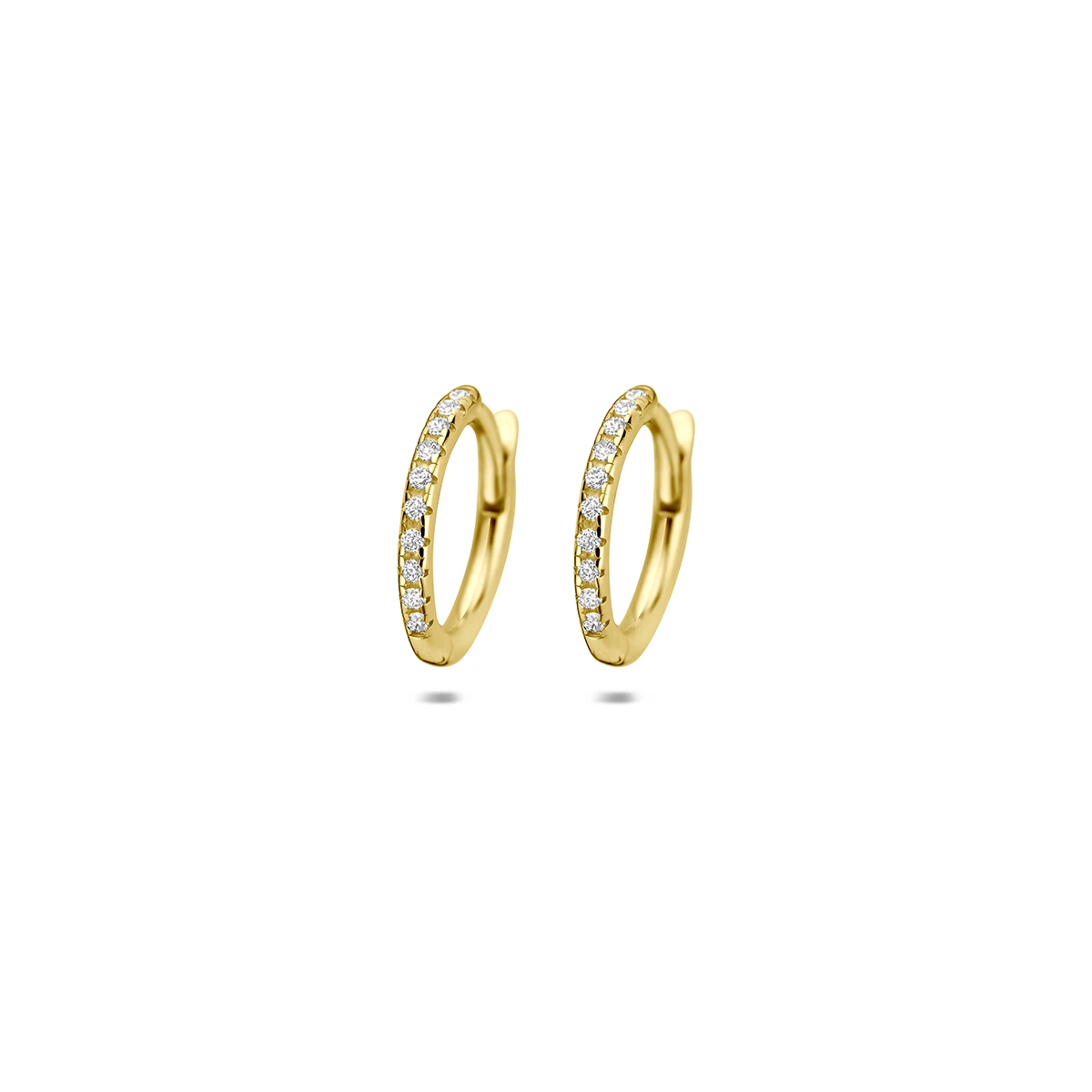 9k klapoorringen zirkonia buis 1,5 mm 9K geel