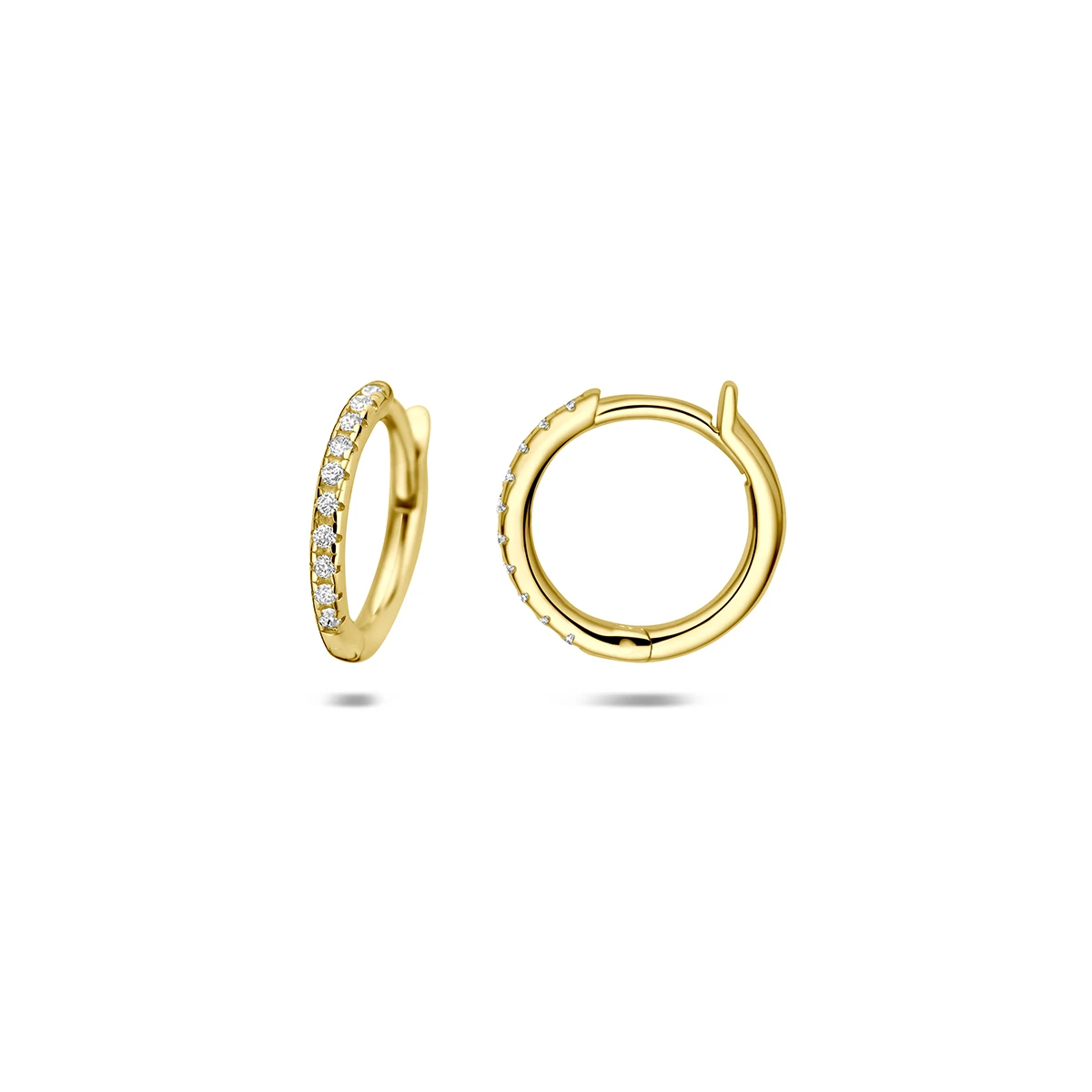 9k klapoorringen zirkonia buis 1,5 mm 9K geel