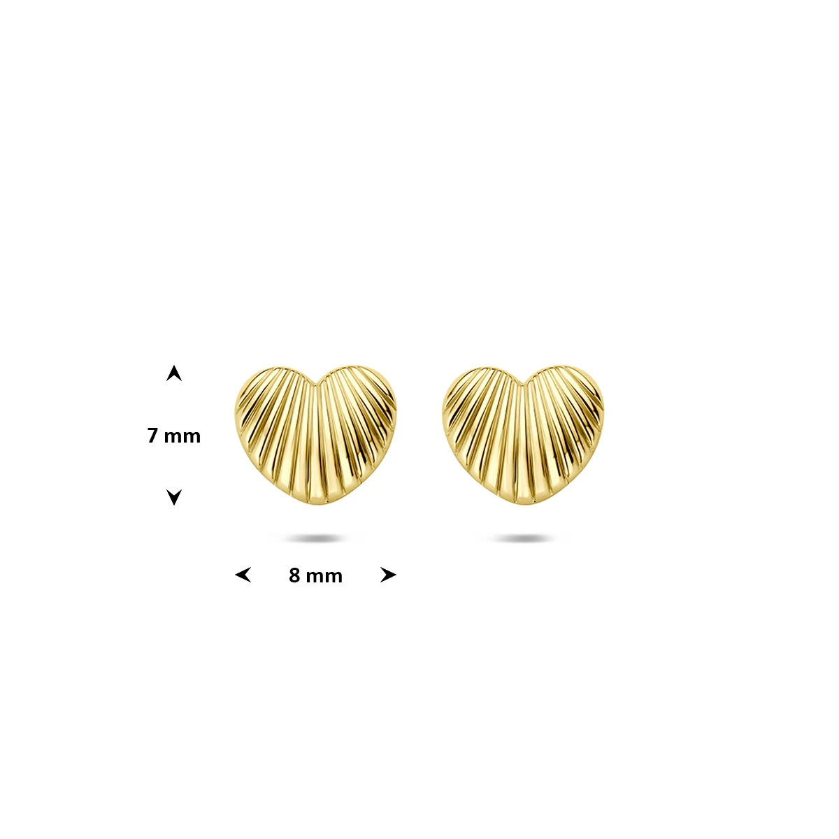 9k oorknoppen hartje 7 mm 9K geel
