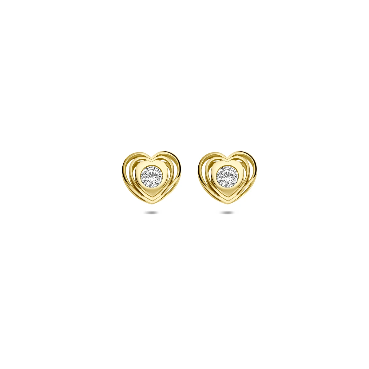 9k oorknoppen hartje zirkonia 5,5 mm 9K geel