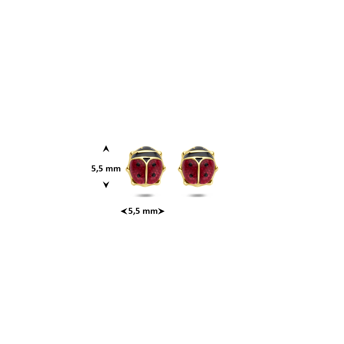 9k oorknoppen lieveheersbeestje 5,5 mm 9K geel