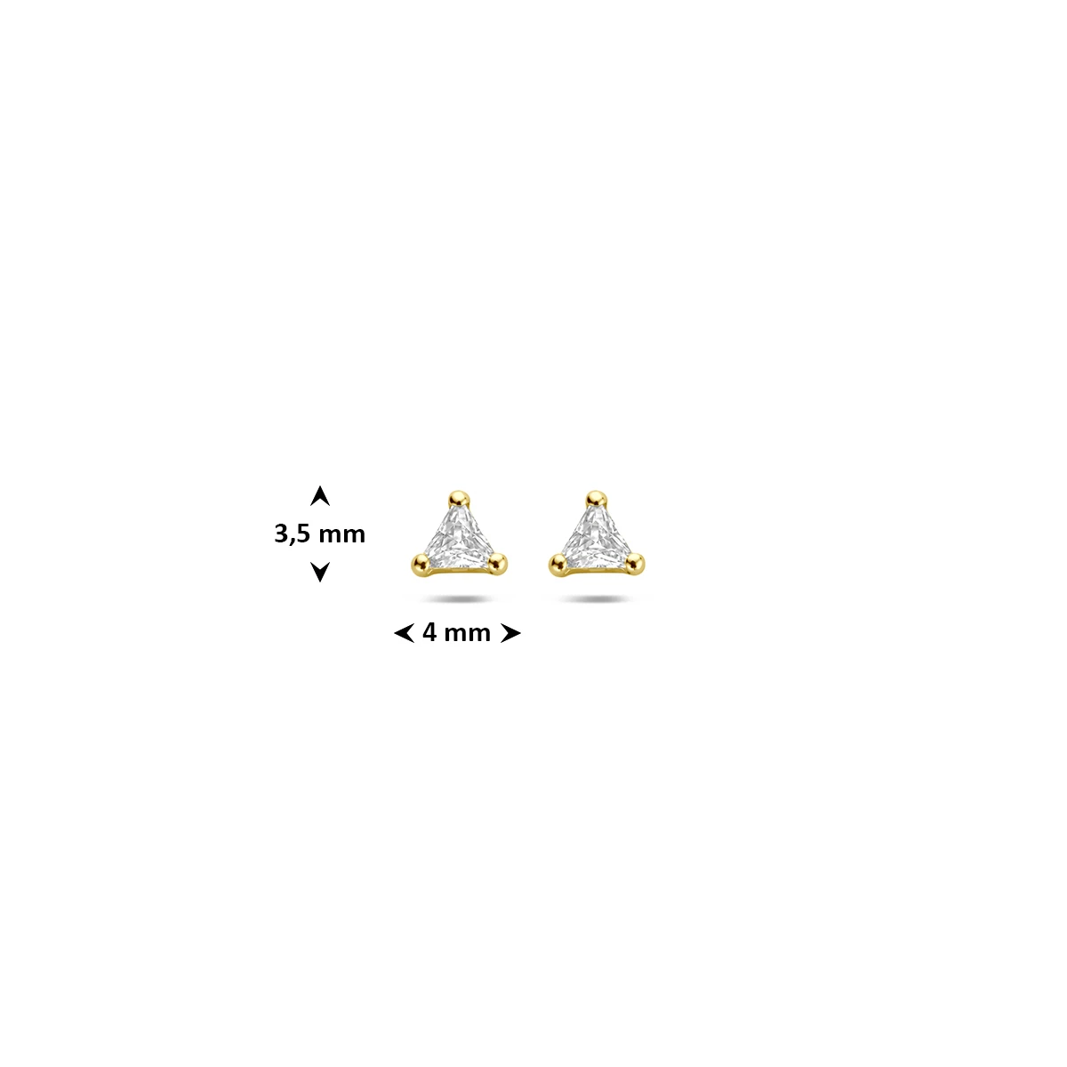 9k oorknoppen zirkonia 3,5 mm 9K geel