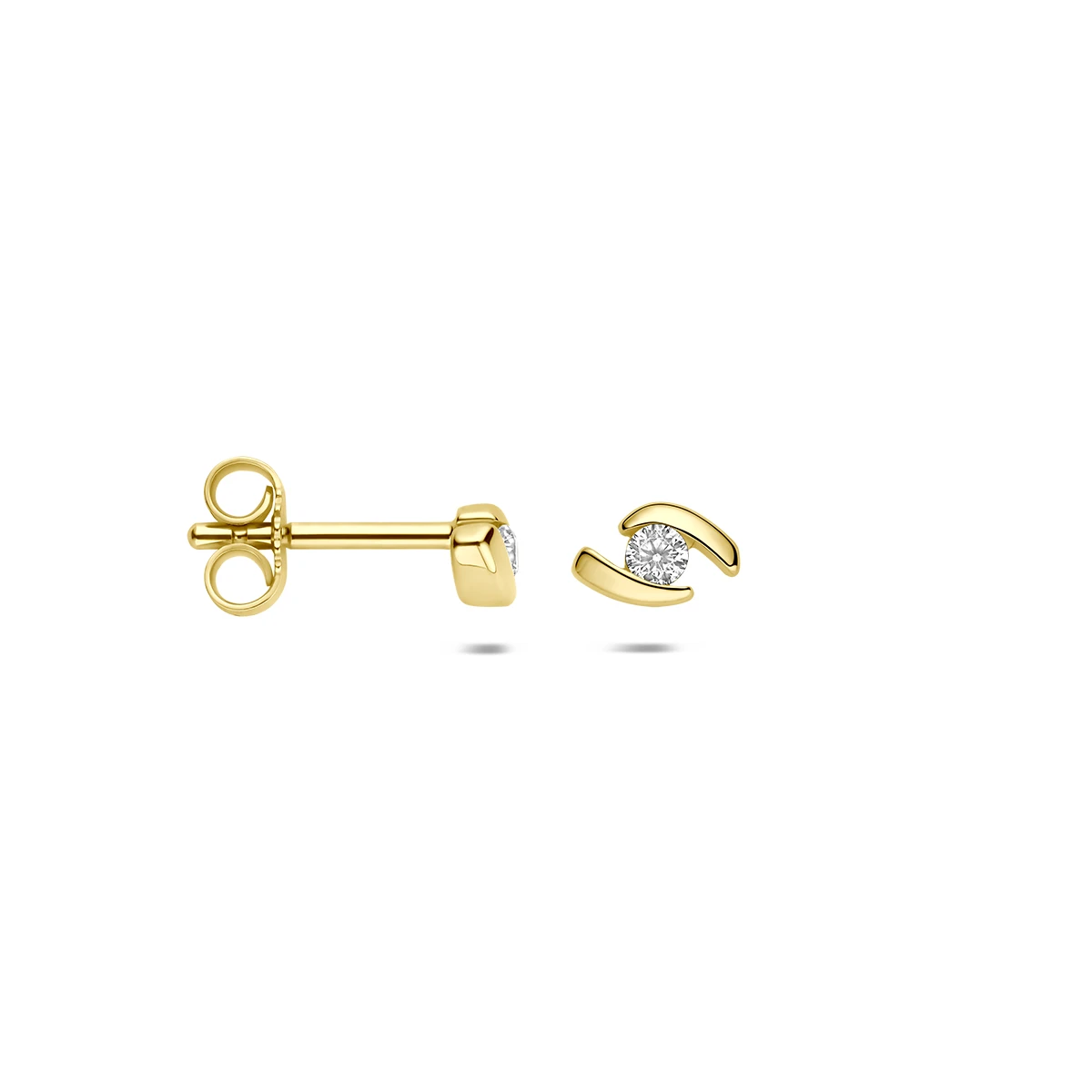 9k oorknoppen zirkonia 6 mm 9K geel