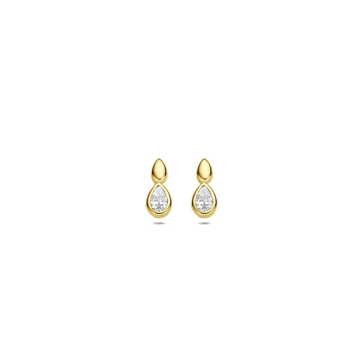 9k oorknoppen zirkonia 7 mm 9K geel