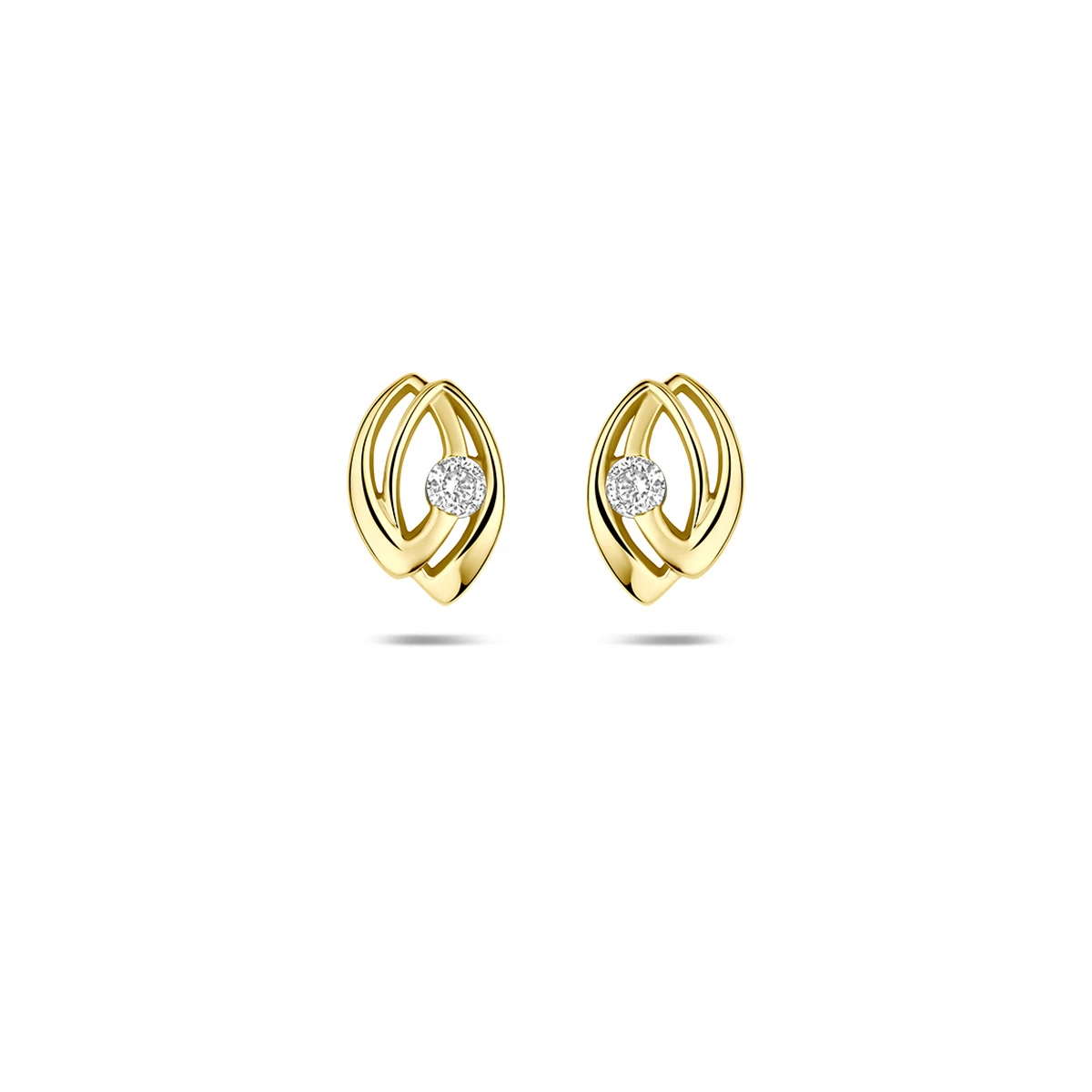 9k oorknoppen zirkonia 8,5 mm 9K geel