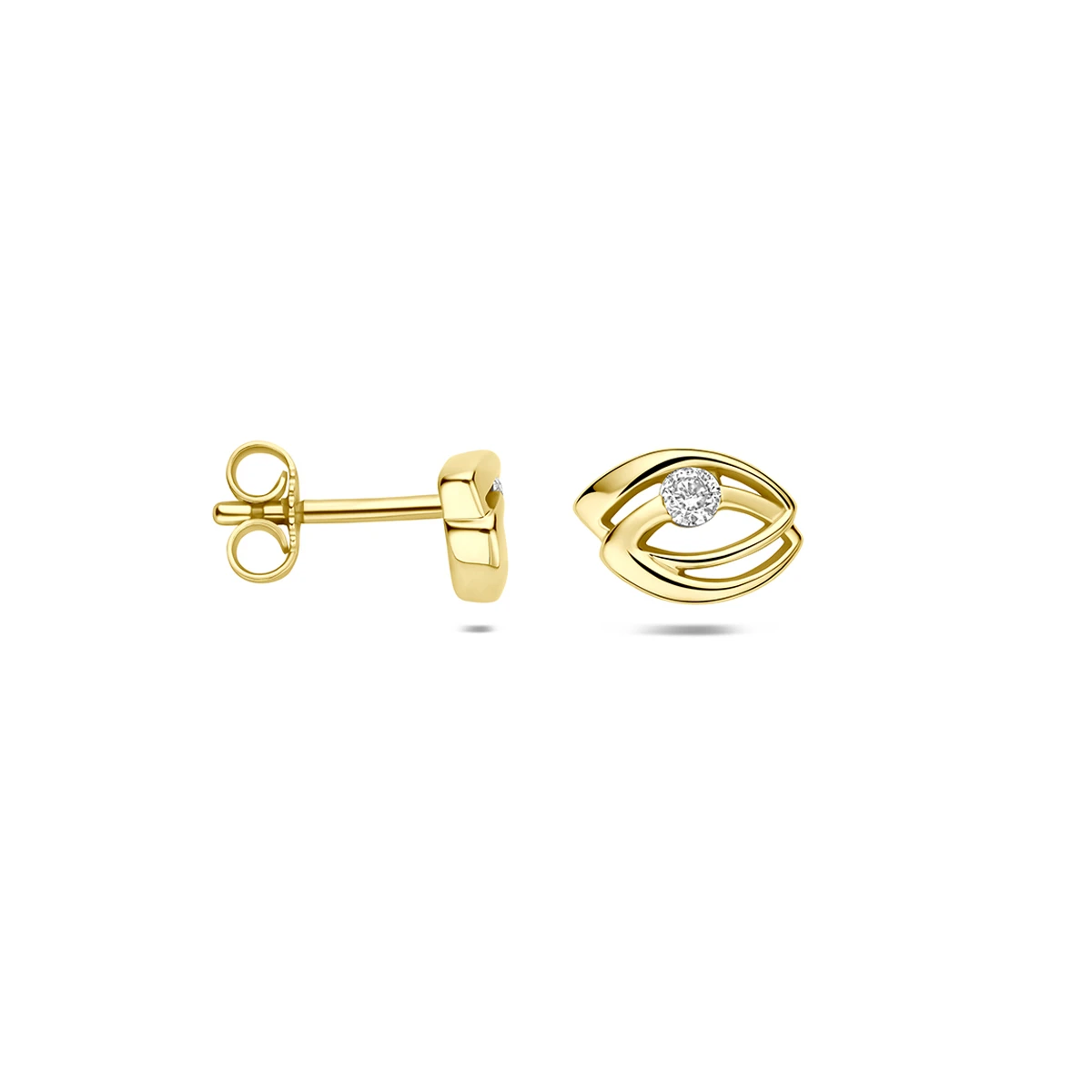 9k oorknoppen zirkonia 8,5 mm 9K geel