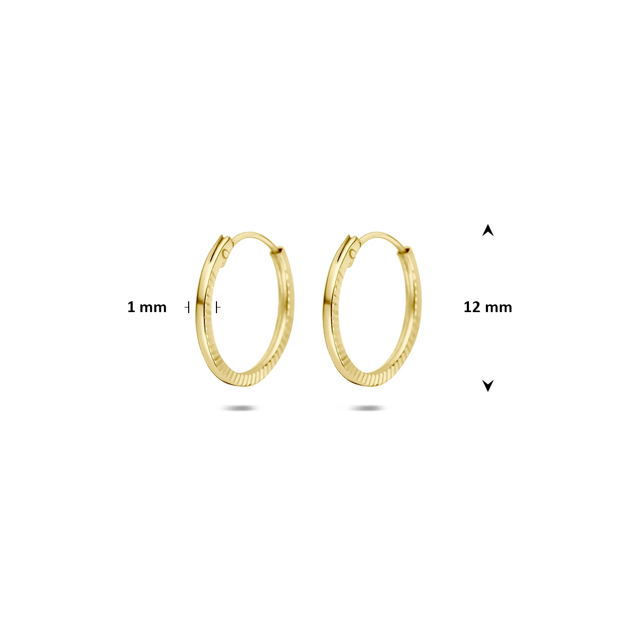 9k oorringen gediamanteerd buis 1 mm 9K geel