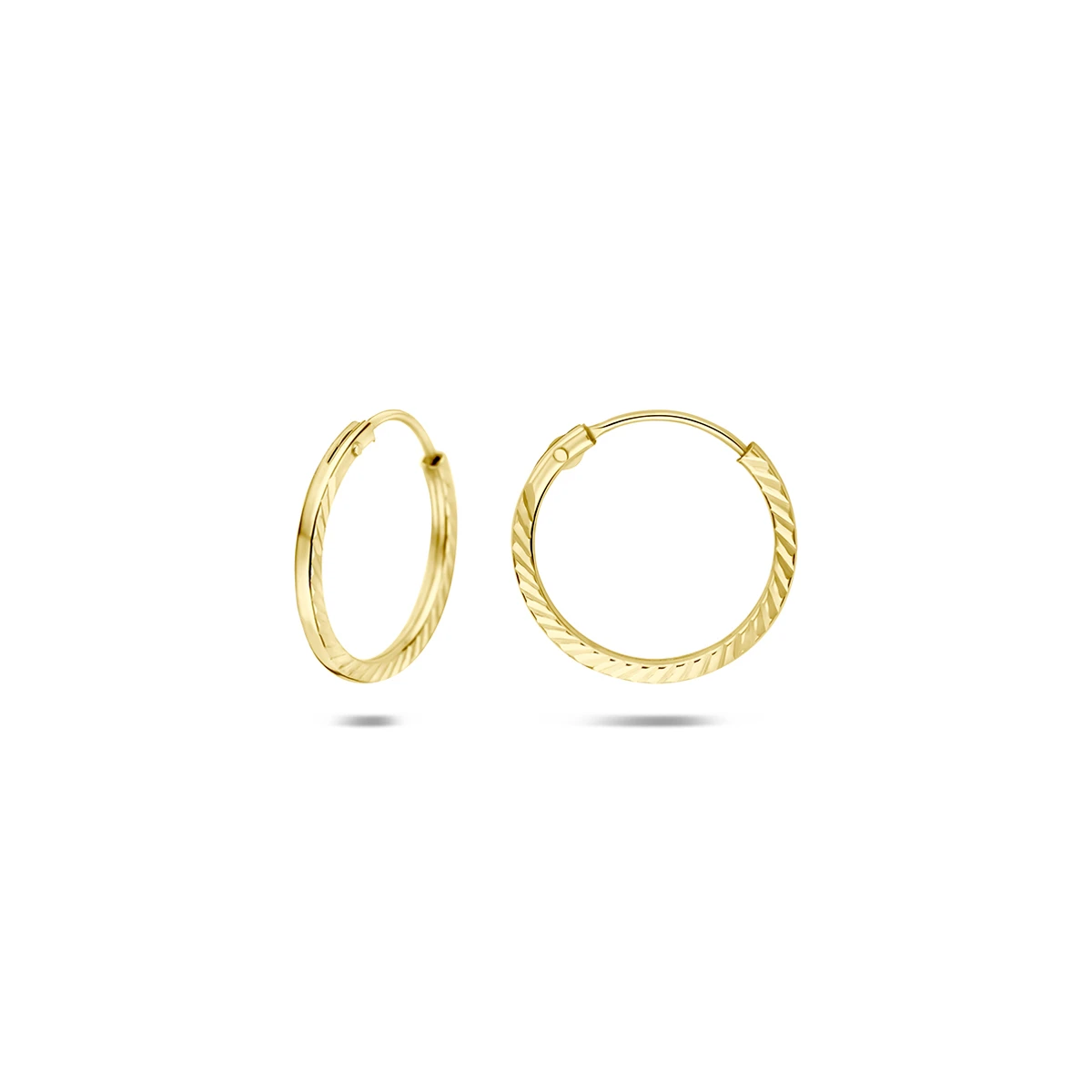 9k oorringen gediamanteerd buis 1 mm 9K geel