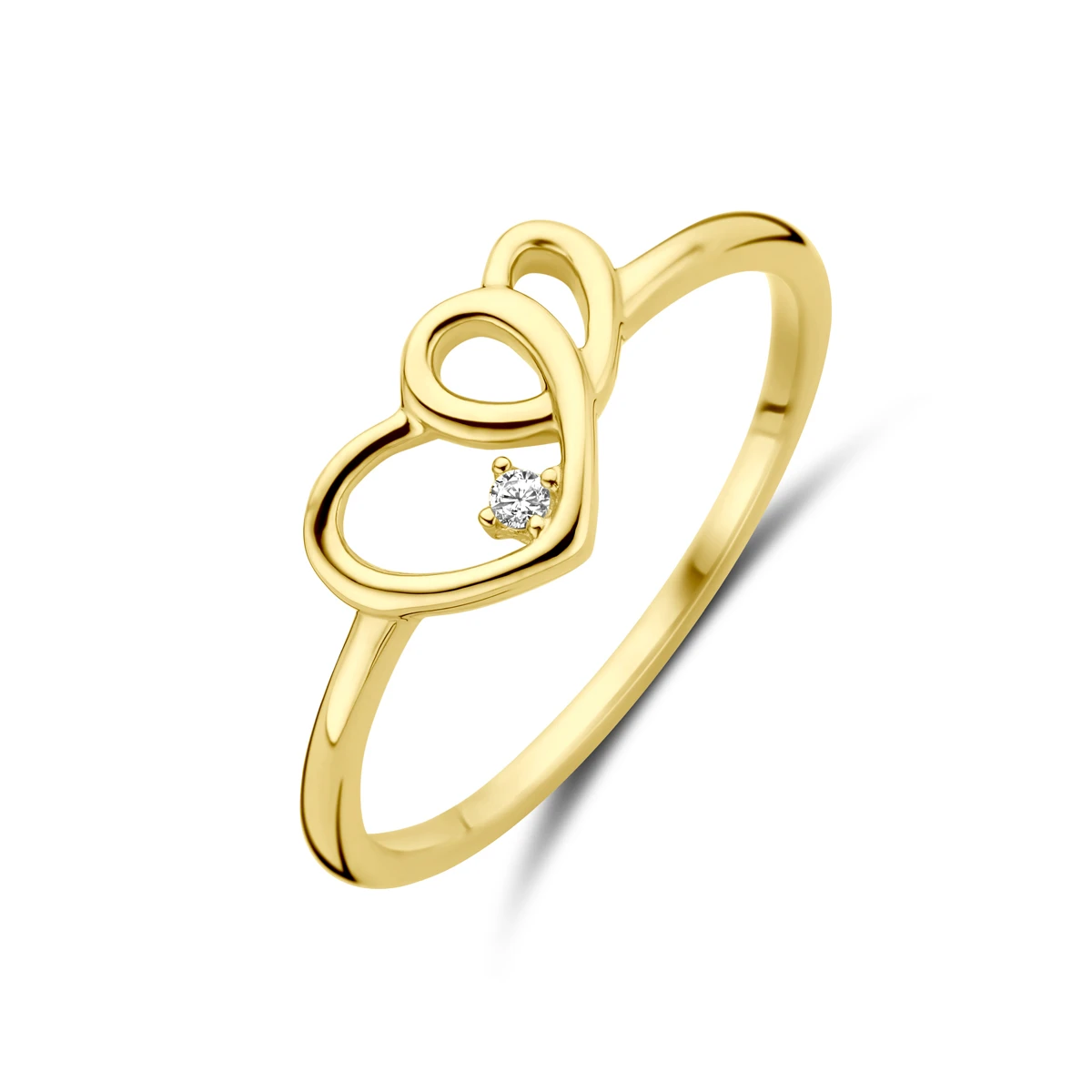 9k ring hartjes en zirkonia 9K geel