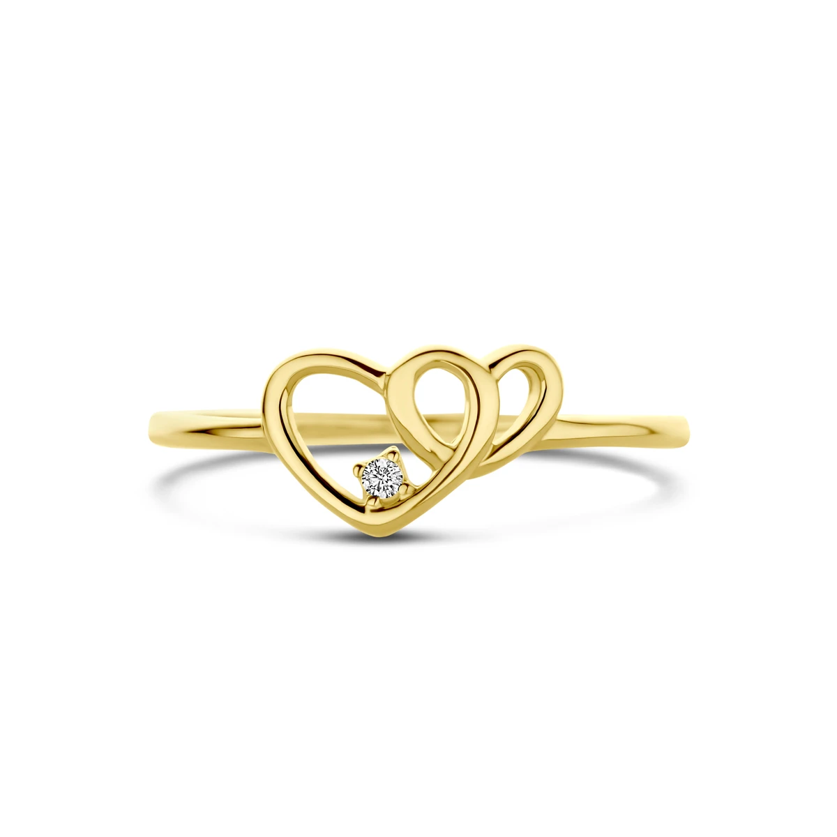 9k ring hartjes en zirkonia 9K geel