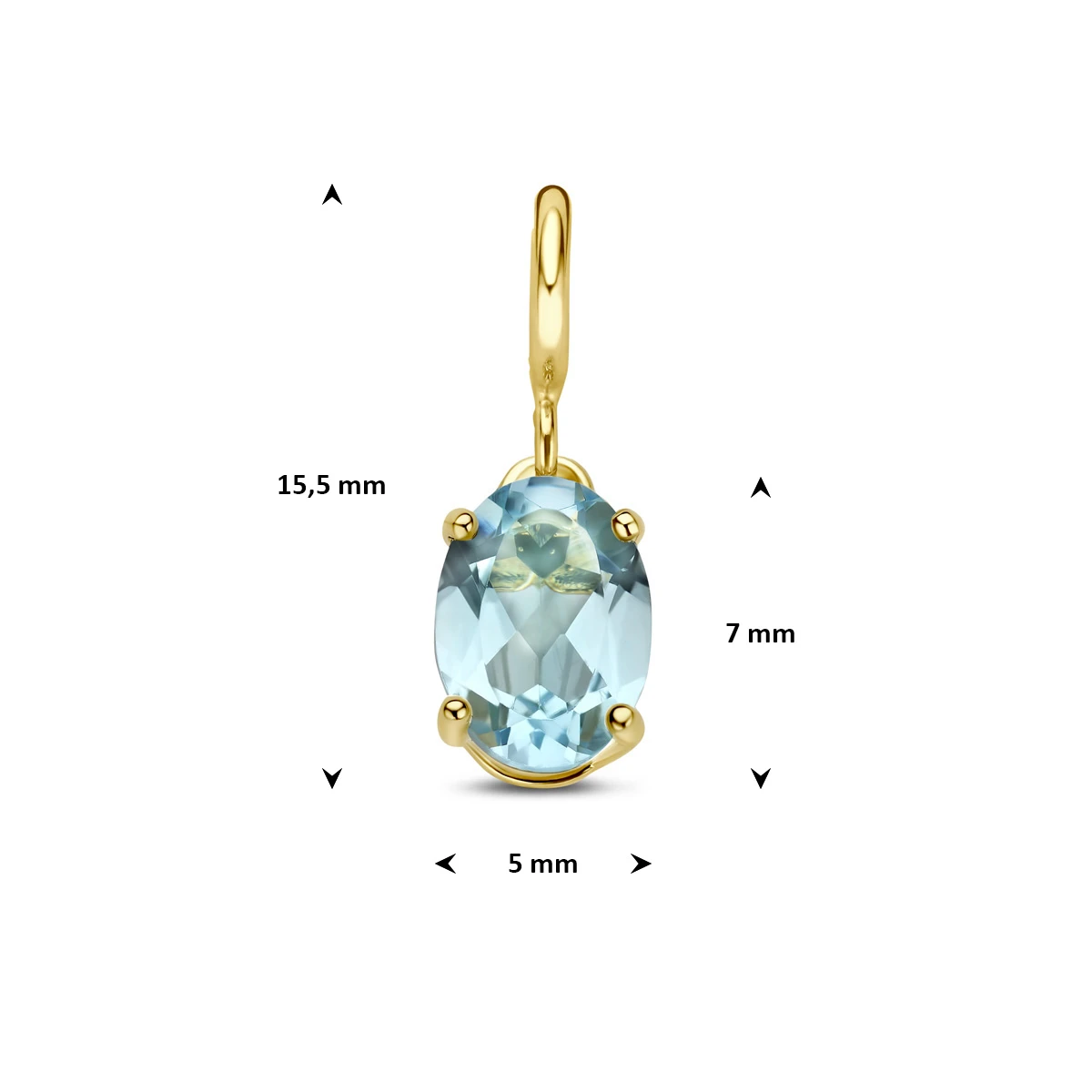 9k slotbedel blauw zirkonia 7 mm 9K geel