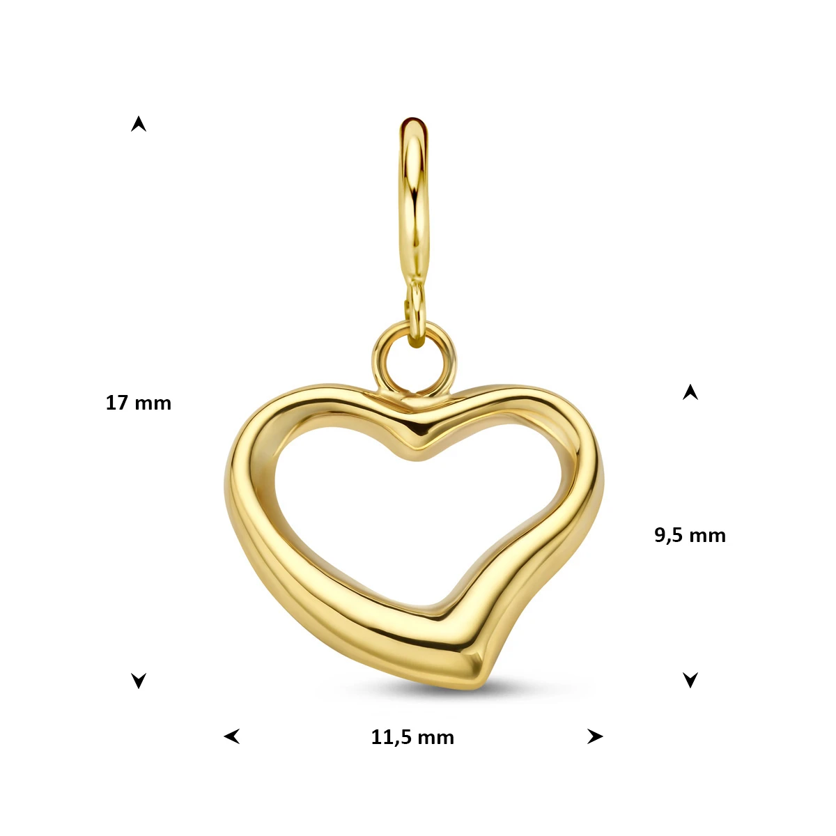 9k slotbedel hartje 9,5 mm 9K geel