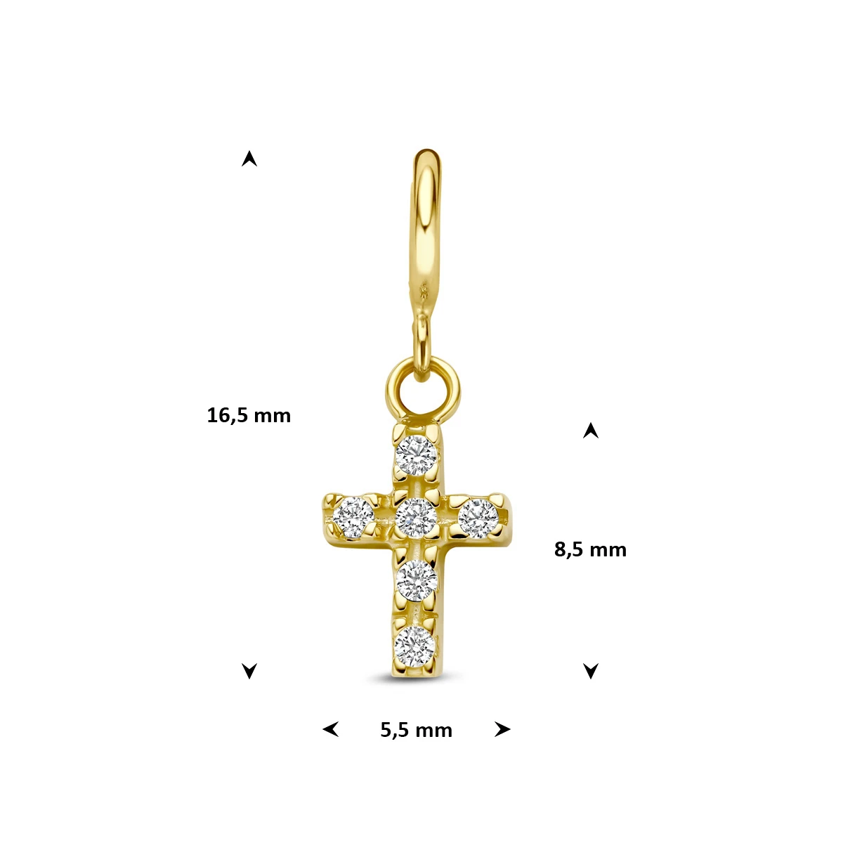 9k slotbedel kruis zirkonia 8,5 mm 9K geel