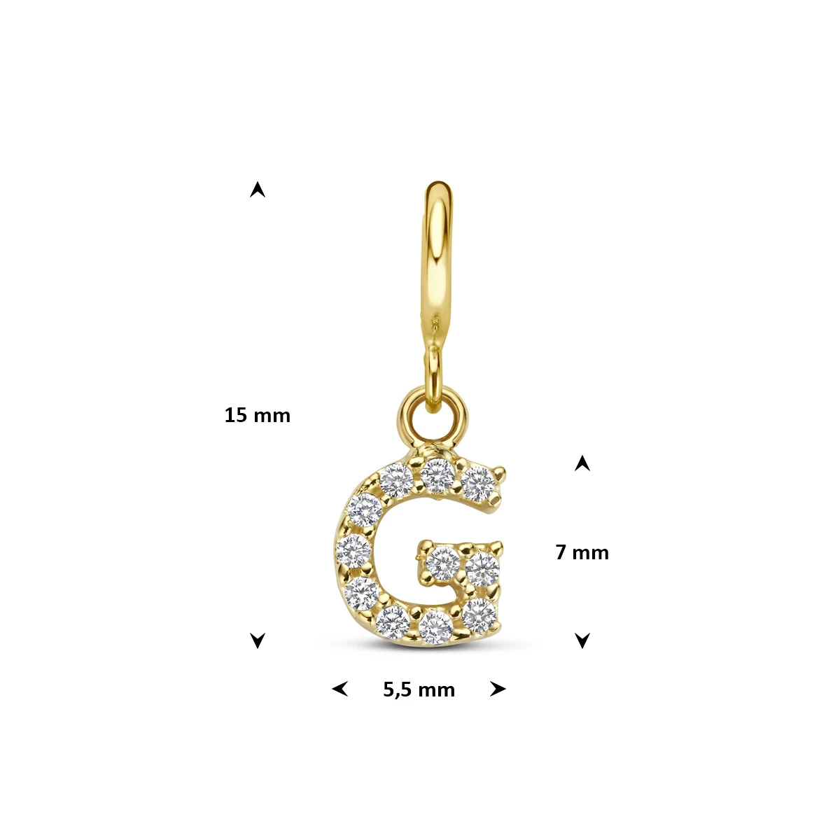 9k slotbedel letter zirkonia 7 mm 9K geel