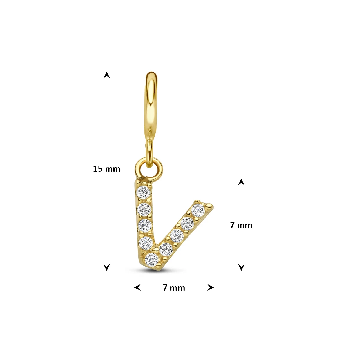 9k slotbedel letter zirkonia 7 mm 9K geel