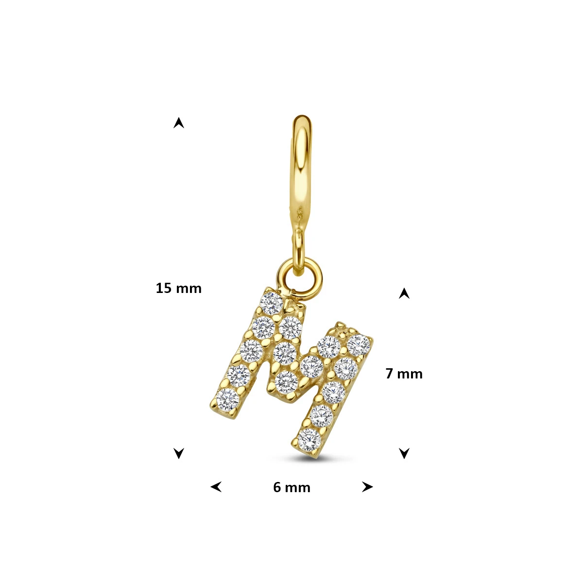 9k slotbedel letter zirkonia 7 mm 9K geel