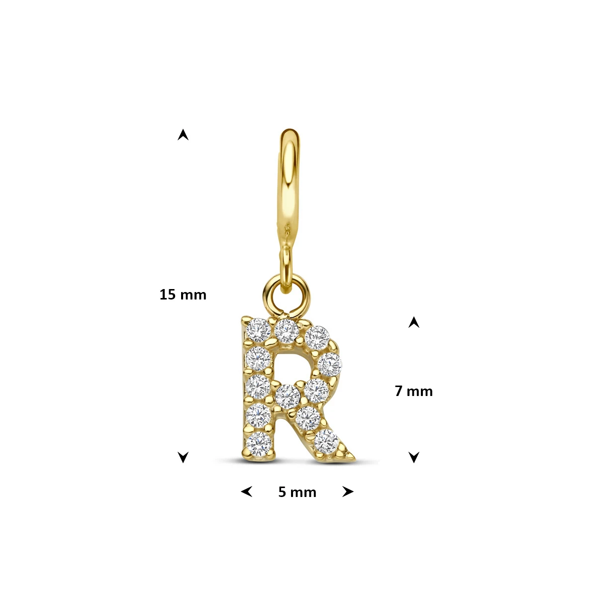 9k slotbedel letter zirkonia 7 mm 9K geel