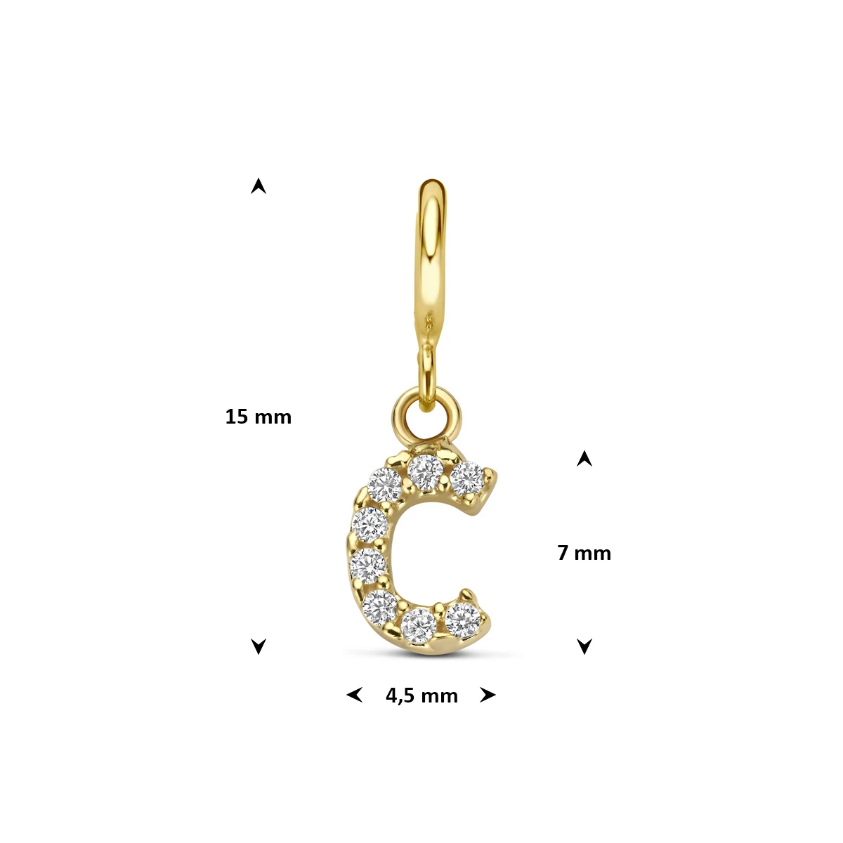 9k slotbedel letter zirkonia 7 mm 9K geel