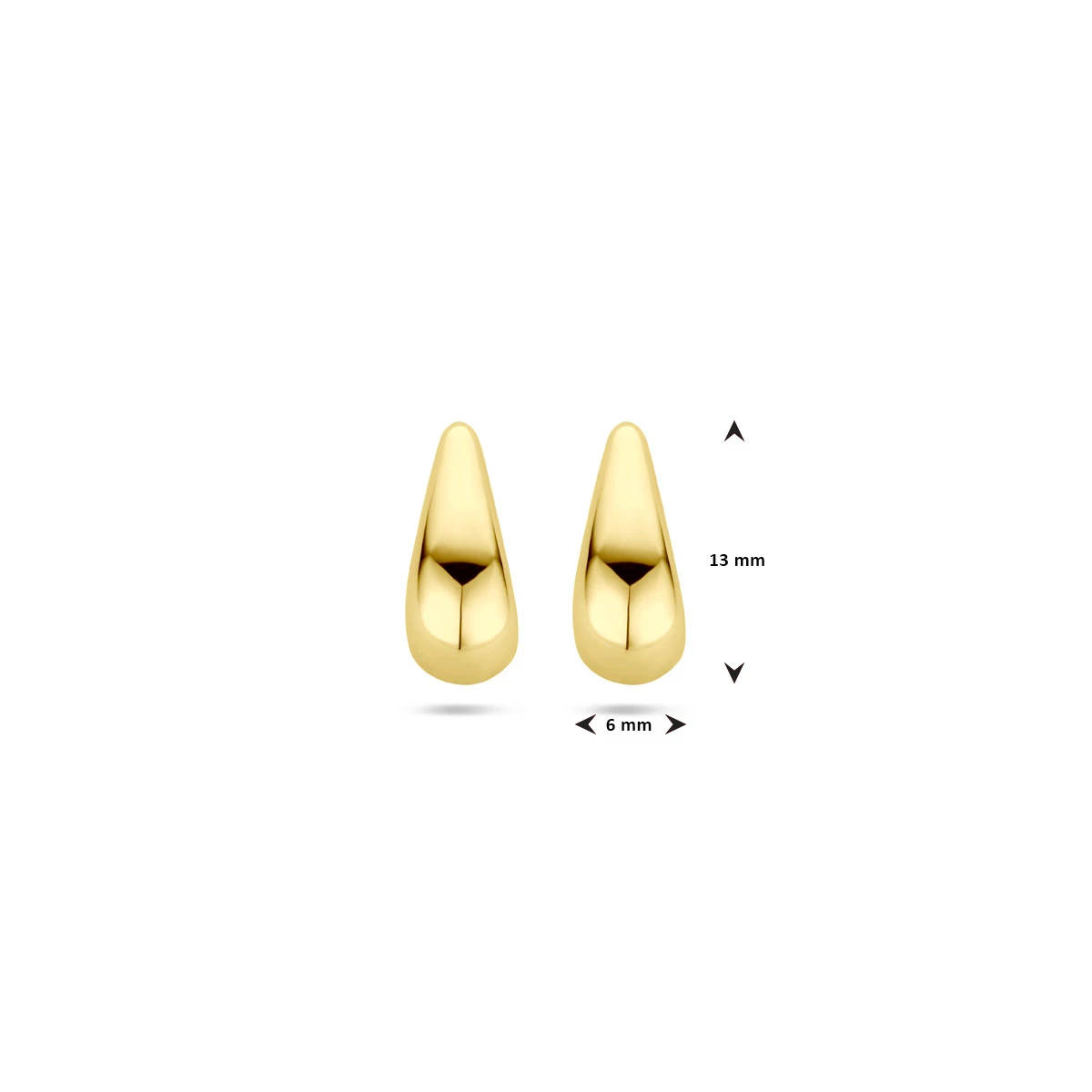 9k stekeroorringen druppel 13 mm 9K geel