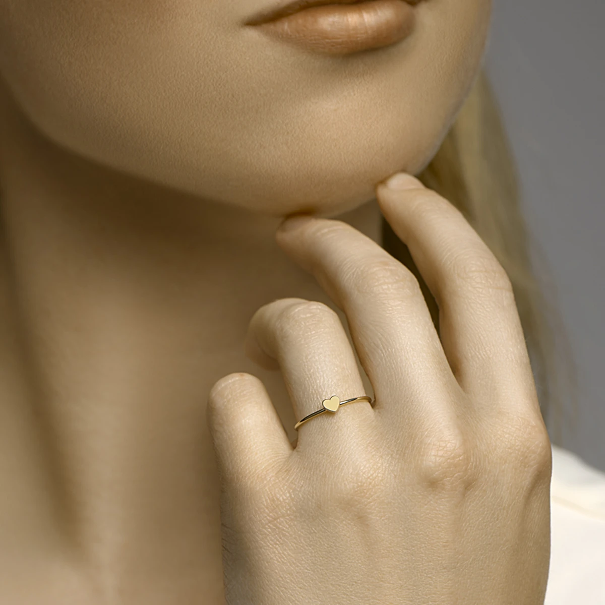 aanschuifring hart 14K geelgoud