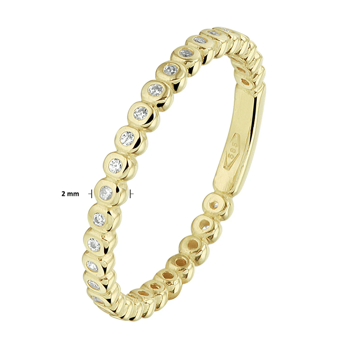 aanschuifring zirkonia 14K geelgoud