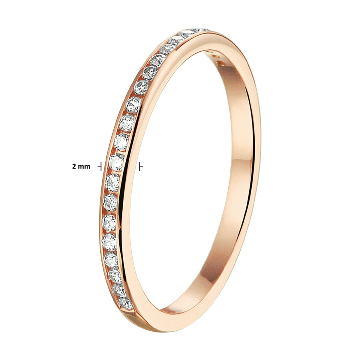 aanschuifring zirkonia 14K roségoud