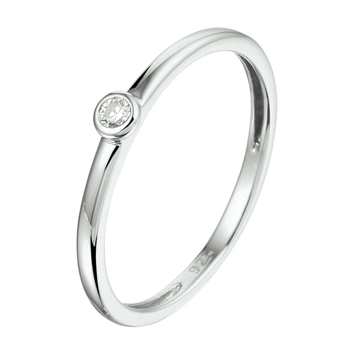 aanschuifring zirkonia zilver gerhodineerd