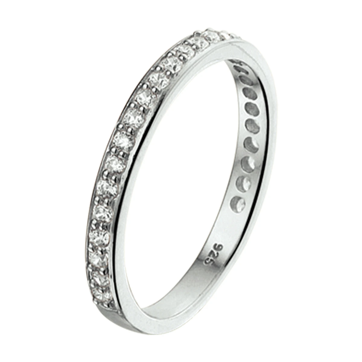 aanschuifring zirkonia zilver gerhodineerd