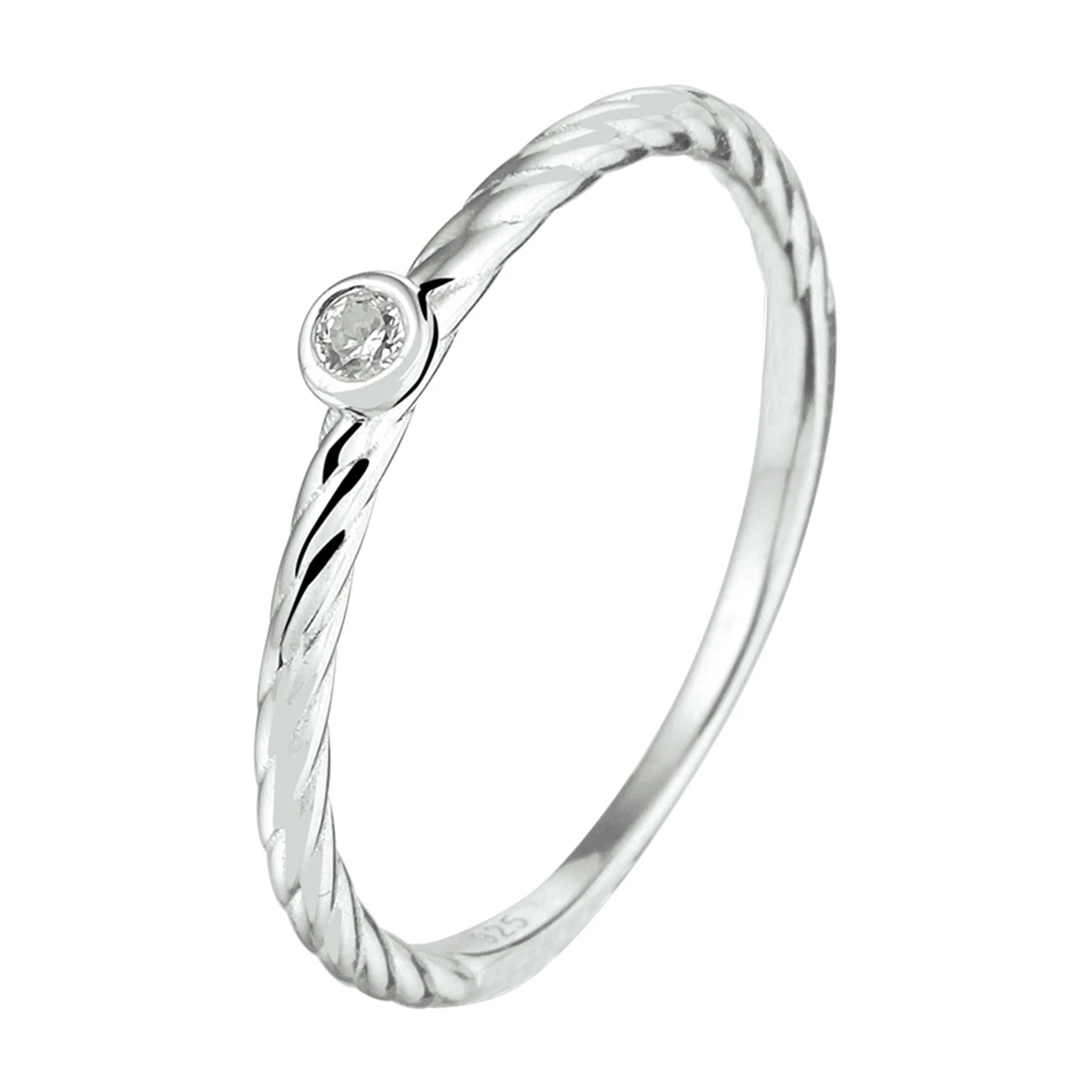 aanschuifring zirkonia zilver gerhodineerd