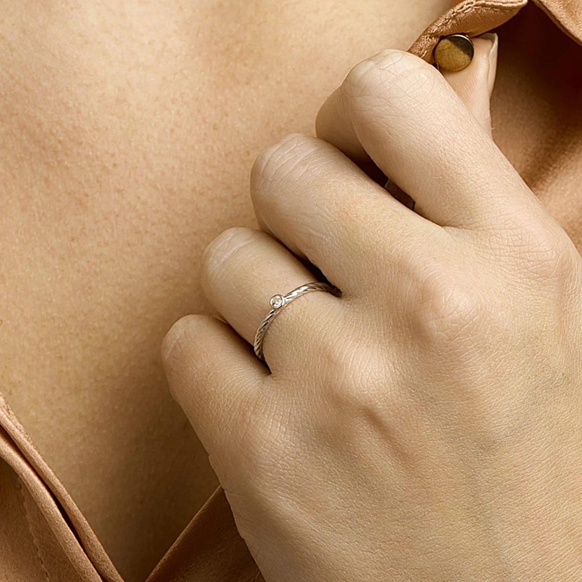 aanschuifring zirkonia zilver gerhodineerd
