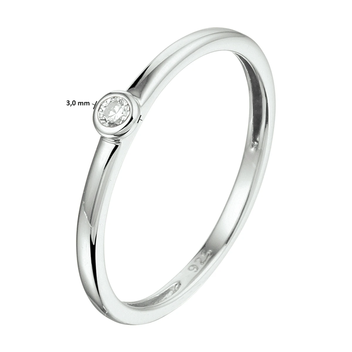 aanschuifring zirkonia zilver gerhodineerd