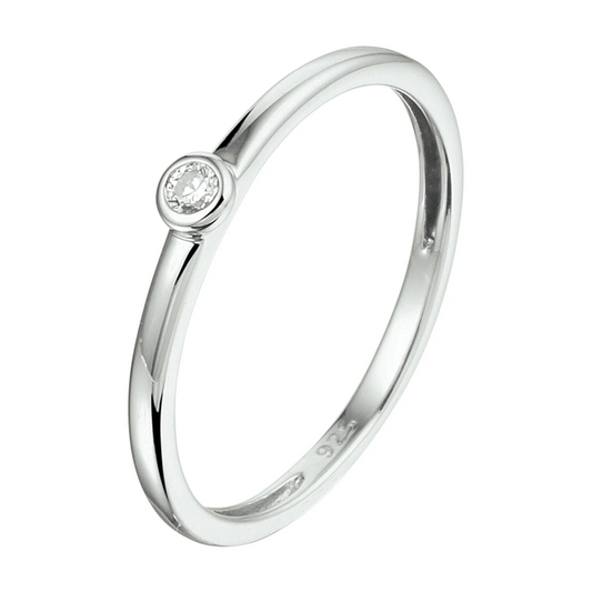 aanschuifring zirkonia zilver gerhodineerd