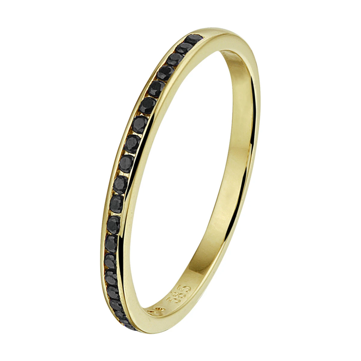 aanschuifring zwart zirkonia 14K geelgoud