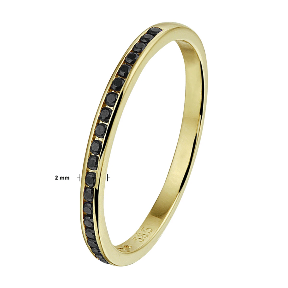 aanschuifring zwart zirkonia 14K geelgoud