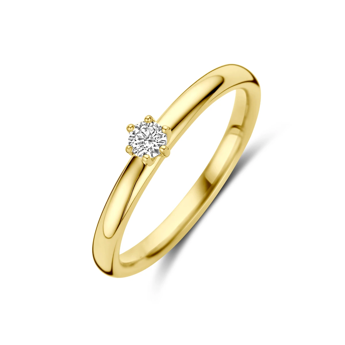 aanzoeksring diamant 0.10ct h si 14K geelgoud