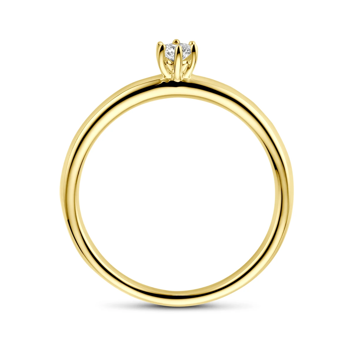 aanzoeksring diamant 0.10ct h si 14K geelgoud