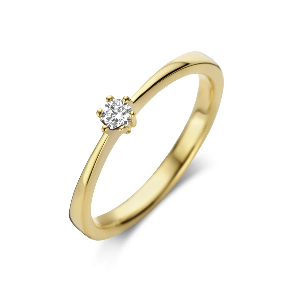 aanzoeksring diamant 0.10ct h si 14K geelgoud