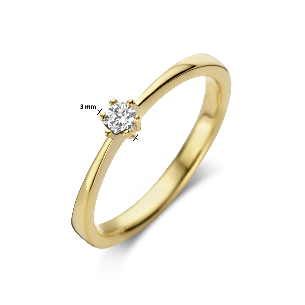 aanzoeksring diamant 0.10ct h si 14K geelgoud