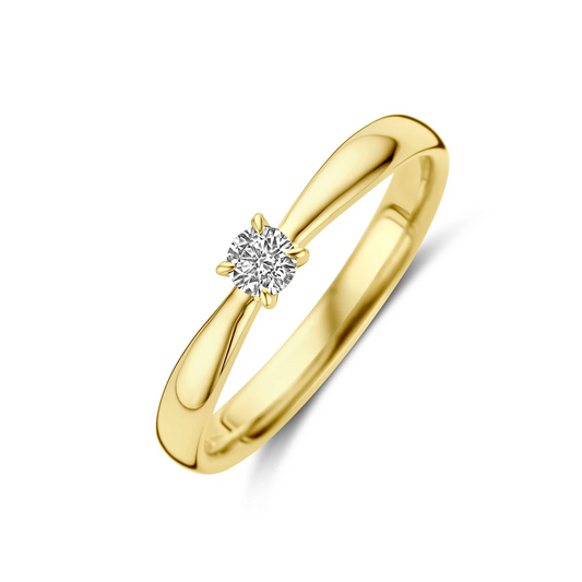 aanzoeksring diamant 0.15ct 14K geelgoud