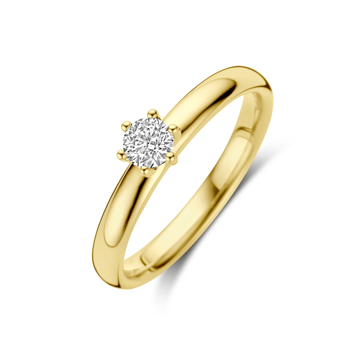 aanzoeksring diamant 0.25ct h si 14K geelgoud