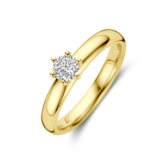 aanzoeksring diamant 0.33ct h si 14K geelgoud