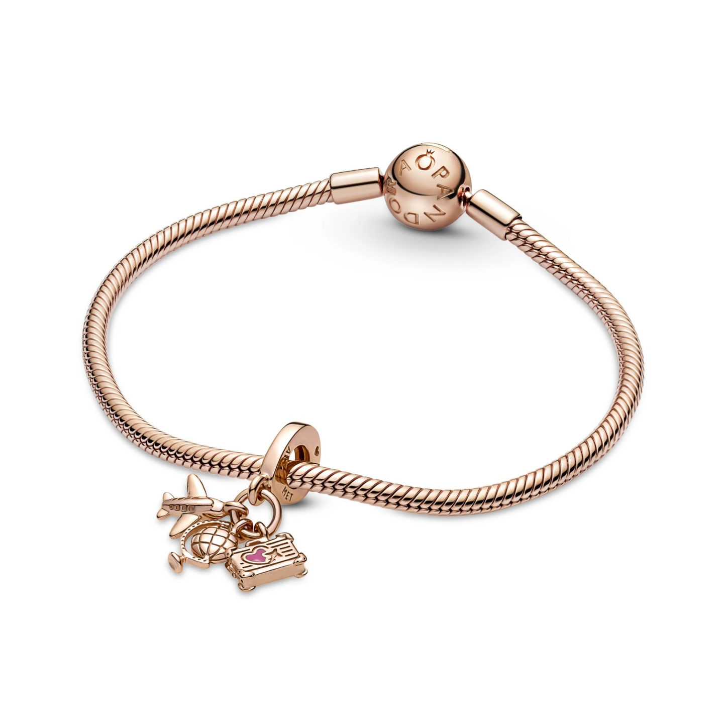 Airplane, Globe & Suitcase Triple Dangle Charm