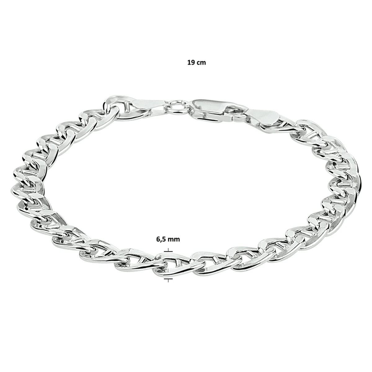 anker 6,5 mm zilver gerhodineerd