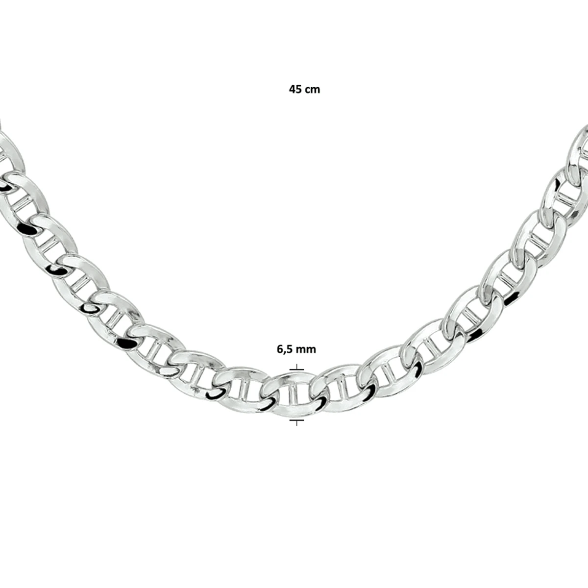 anker 6,5 mm zilver gerhodineerd