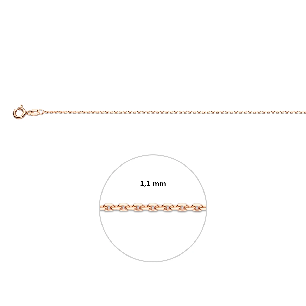 anker gediamanteerd 1,1 mm 14K roségoud