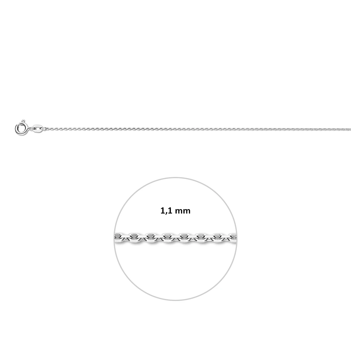 anker gediamanteerd 1,1 mm 14K witgoud