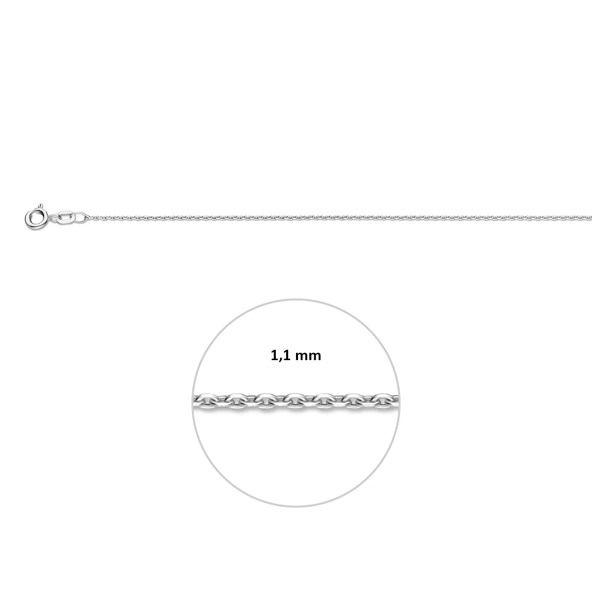anker gediamanteerd 1,1 mm zilver wit